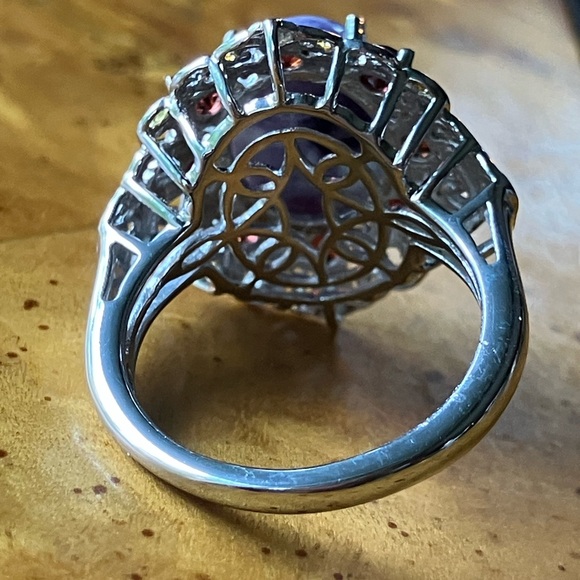 Rare Tiffany Stone Red Garnet Sterling Silver Cocktail Ring Size 7 - Picture 5 of 9